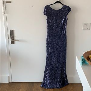 Badgley Mischka stunning navy sequin evening gown